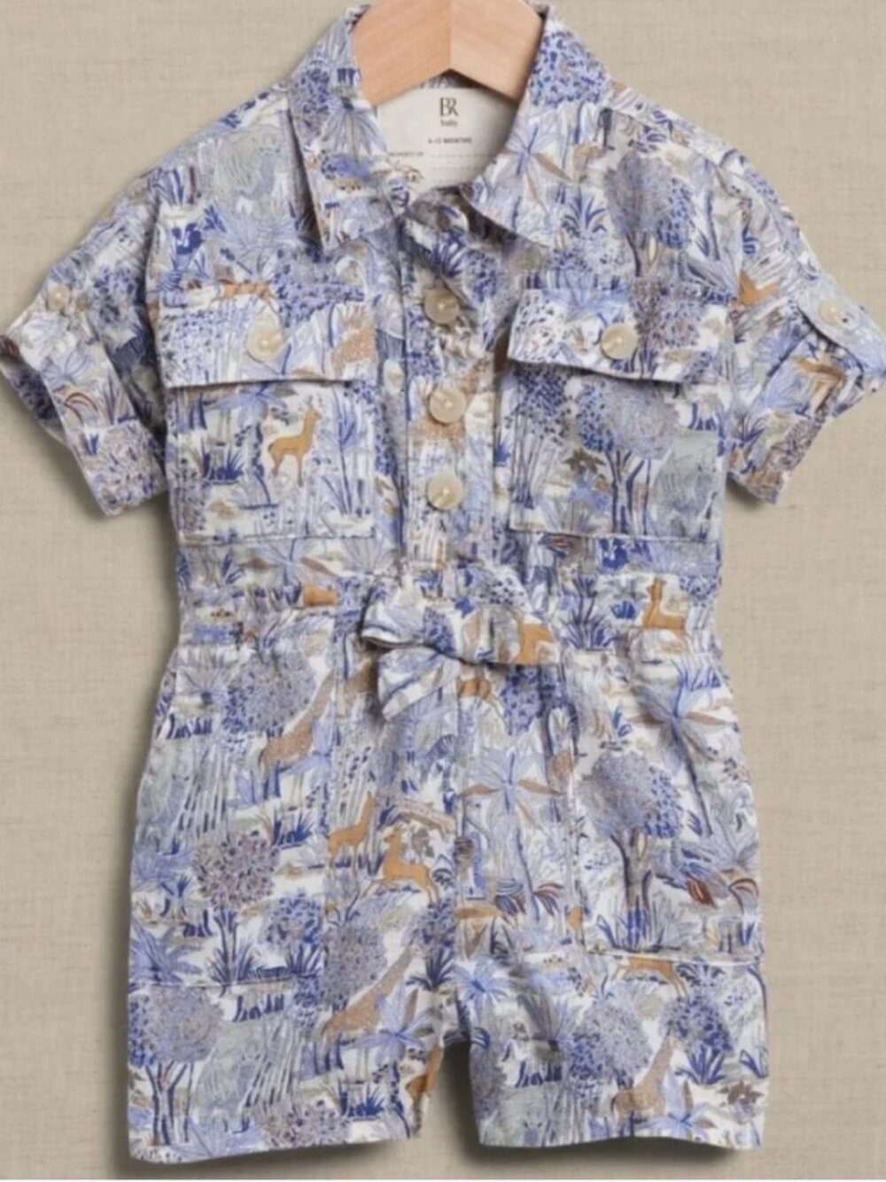 Banana Republic Linen Romper for Baby + Toddler Jungle Granite Blue
